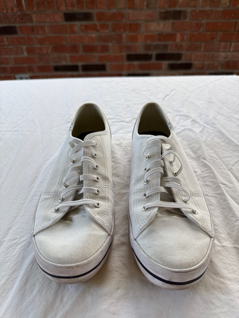 Keds White Canvas Low-Top Sneakers with Black Sole Stripe - Picture 2 of 5